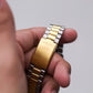 1996 Seiko Baby Day-Date Silver Sunburst Two Tone Men's Wrist-Watch