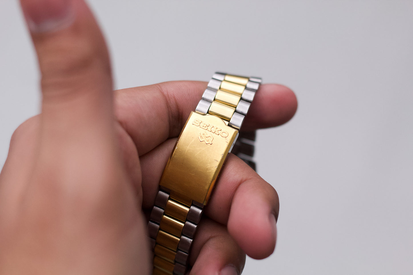 1996 Seiko Baby Day-Date Silver Sunburst Two Tone Men's Wrist-Watch