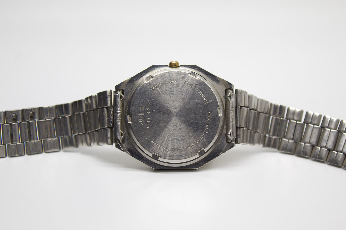 1991 Pulsar Quartz Stark White Dial Two Tone Men's Wrist-Watch