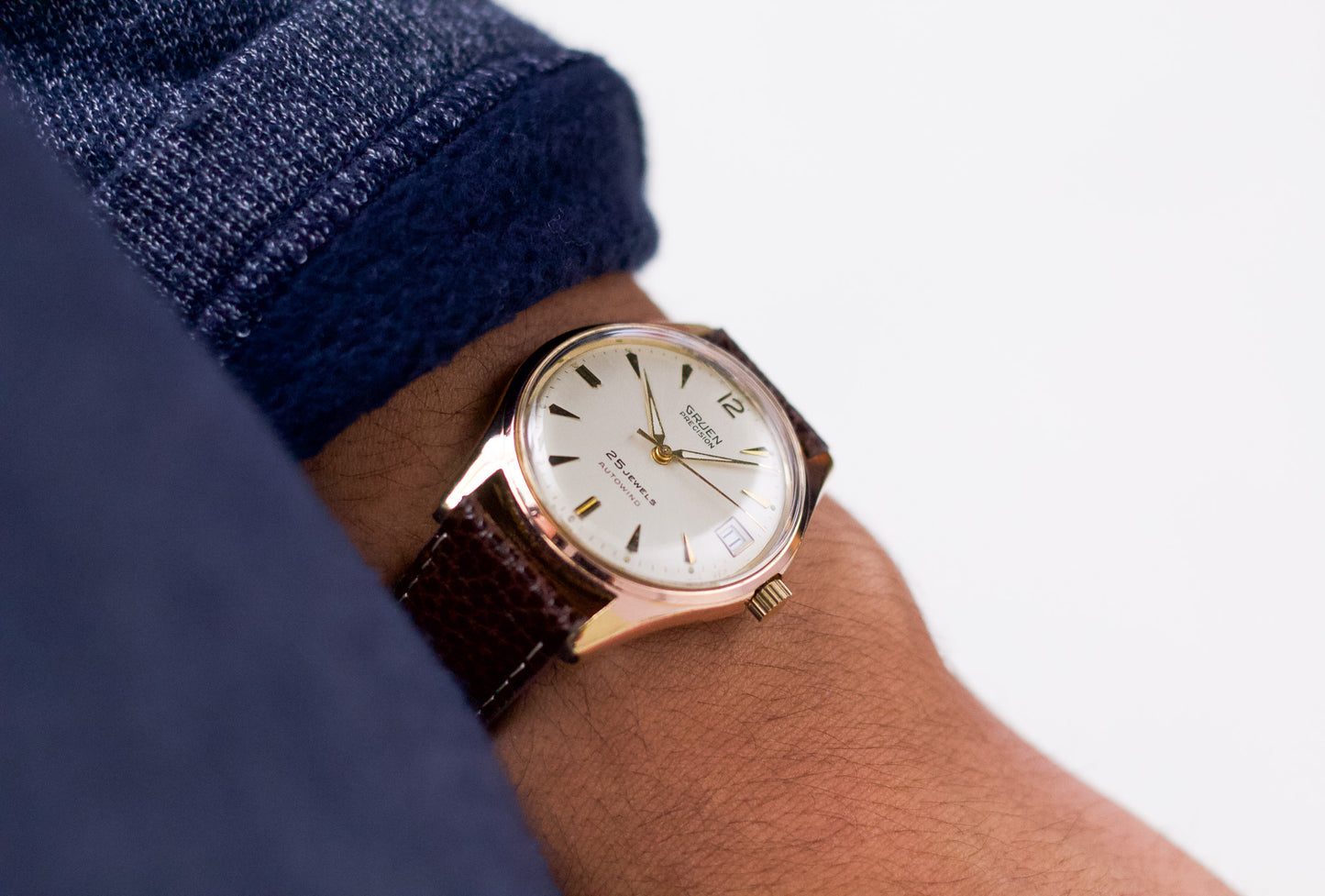 [Serviced] 1960s Gruen Autowind Champagne Sunburst Men's Wrist-Watch