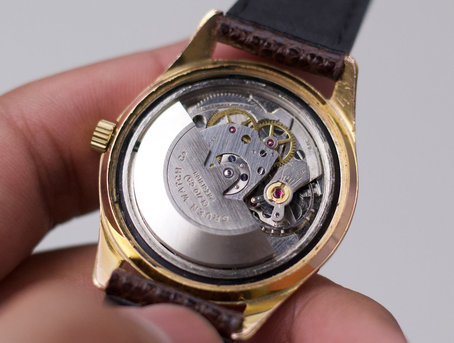 [Serviced] 1960s Gruen Autowind Champagne Sunburst Men's Wrist-Watch