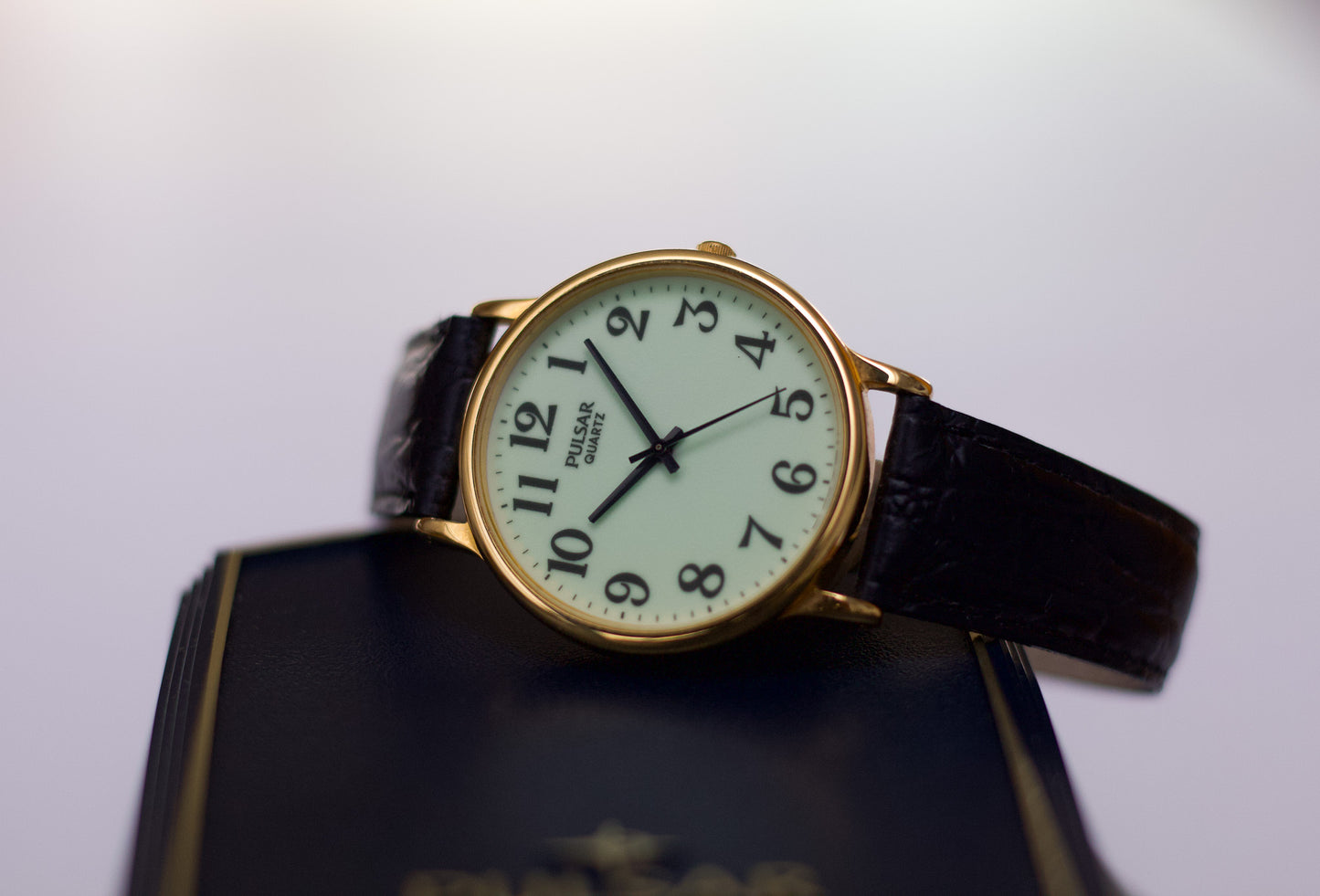 [New Old Stock] 1990s Pulsar Quartz 'Flashlight' Dial Men's Wrist-Watch W/Box & Paperwork