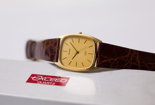 [Near Mint] 1994 Citizen Exceed Straight Golden Dial Men's Wrist-Watch W/Box