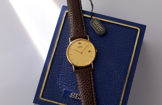 [New Old Stock] 1991 Seiko 'Baby Credor' Gold Toned Men's Wrist-Watch W/Box & Tag