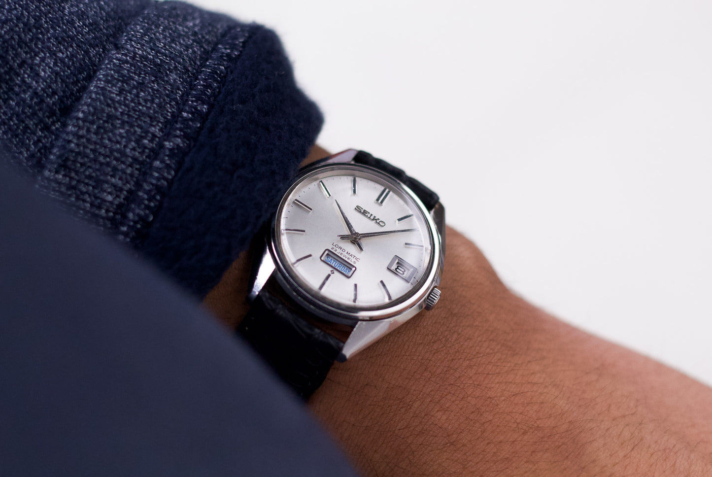 [Serviced] 1978 Seiko Lord-Matic 'Big Day Silver Sunburst Dial' Men's Wrist Watch