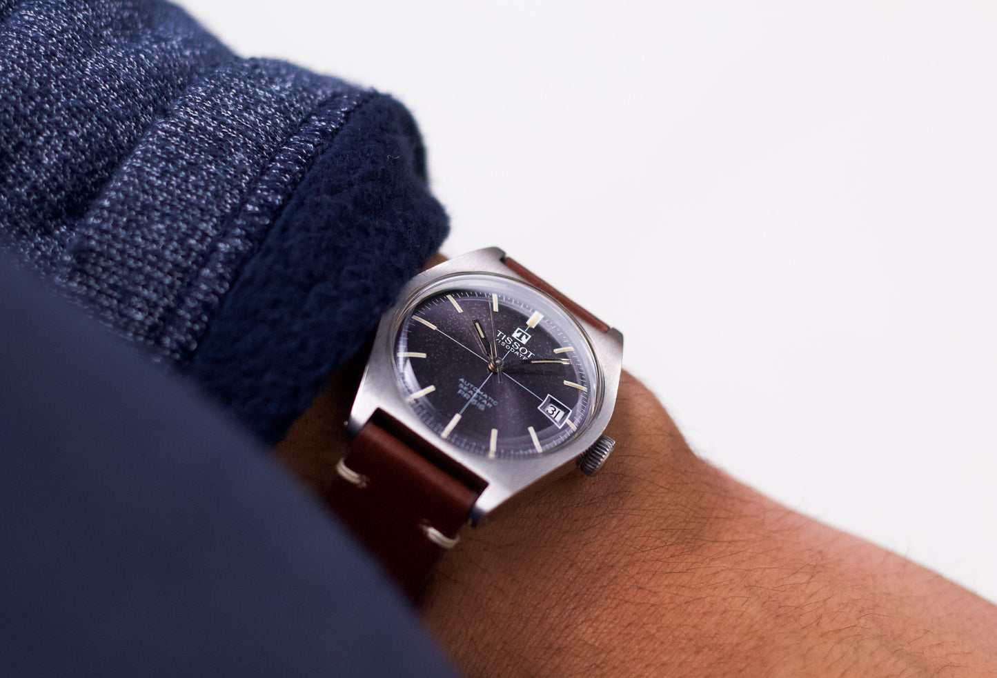 [Serviced] 1970s Tissot Seastar Automatic Freckled Midnight Purple Dial Men's Wrist-Watch