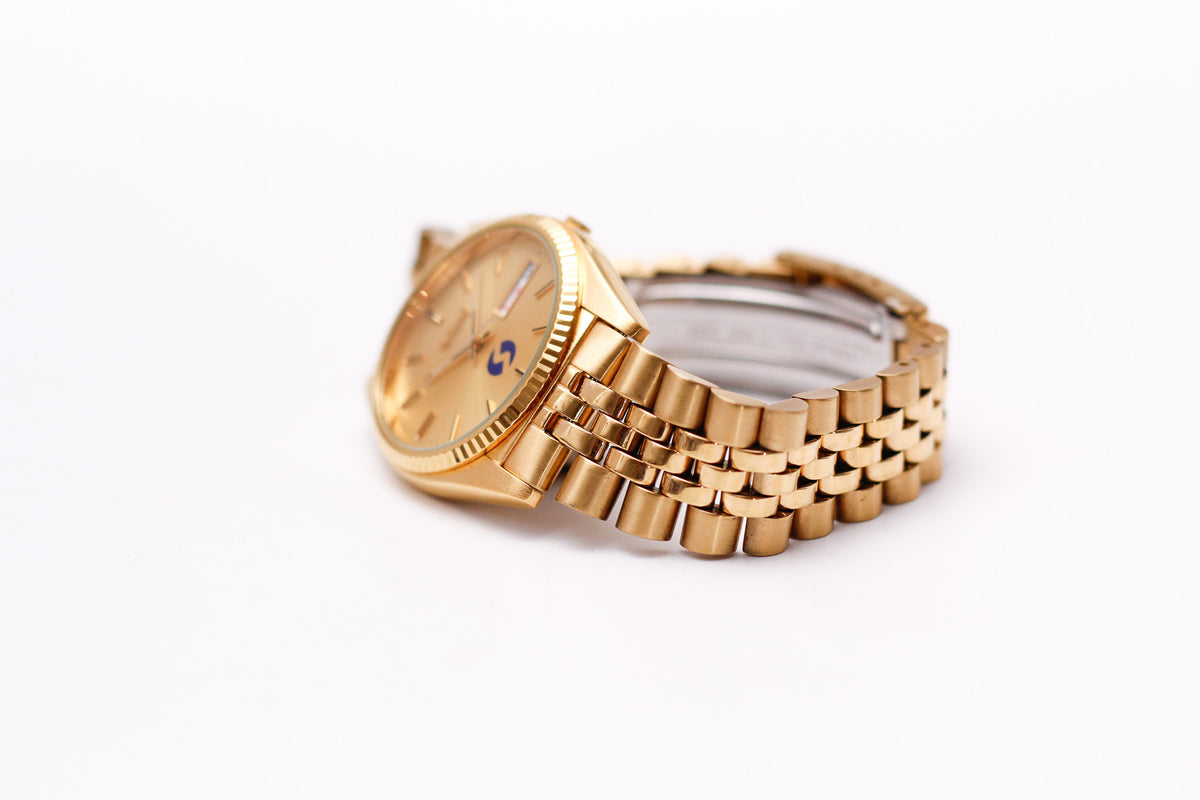 [Near Mint] 1995 Seiko Quartz Golden Sunburst Baby Day-Date Men's Wrist-Watch