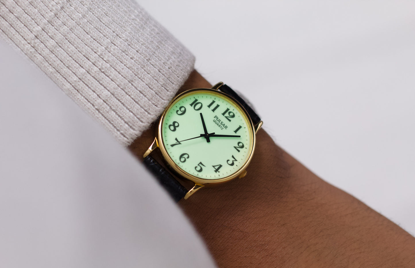 [New Old Stock] 1990s Pulsar Quartz 'Flashlight' Dial Men's Wrist-Watch W/Box & Paperwork