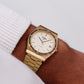 1982 Pulsar Quartz Straight Grain Golden Dial Men's Wrist-Watch