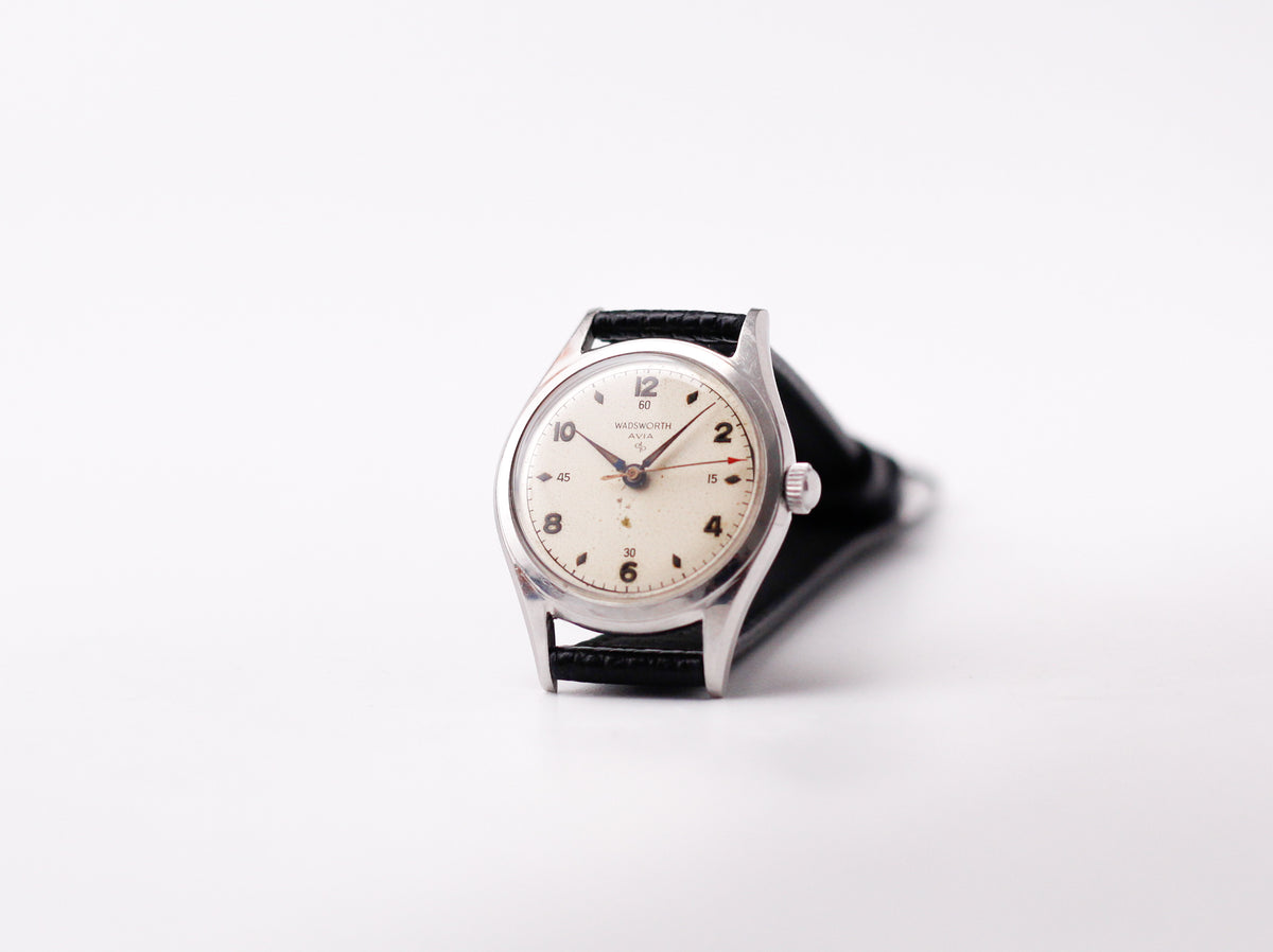 [Serviced] 1950s Wadsworth Mechanical Military Dial Men's Wirst-Watch