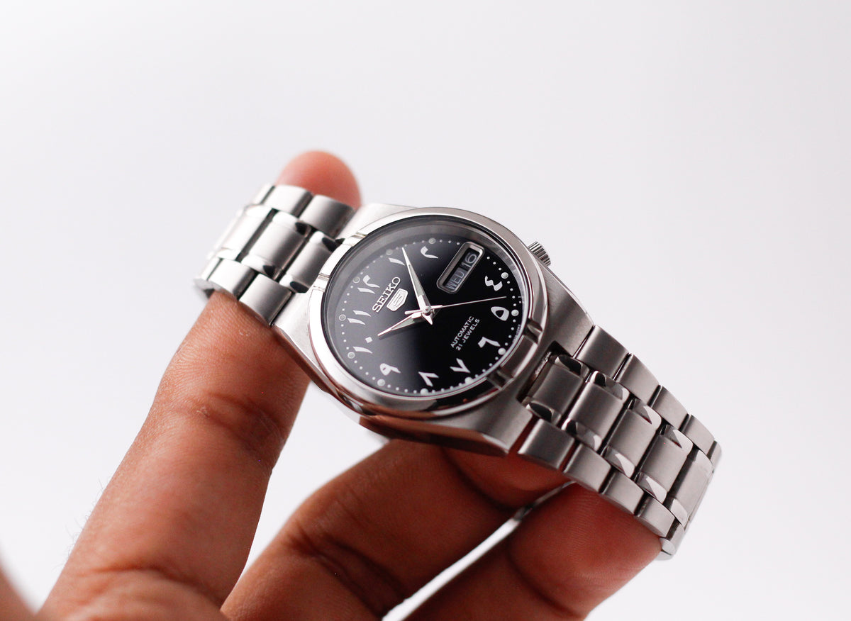 2012 Seiko Automatic Inky Black Arabic Dial Men's Wrist-Watch