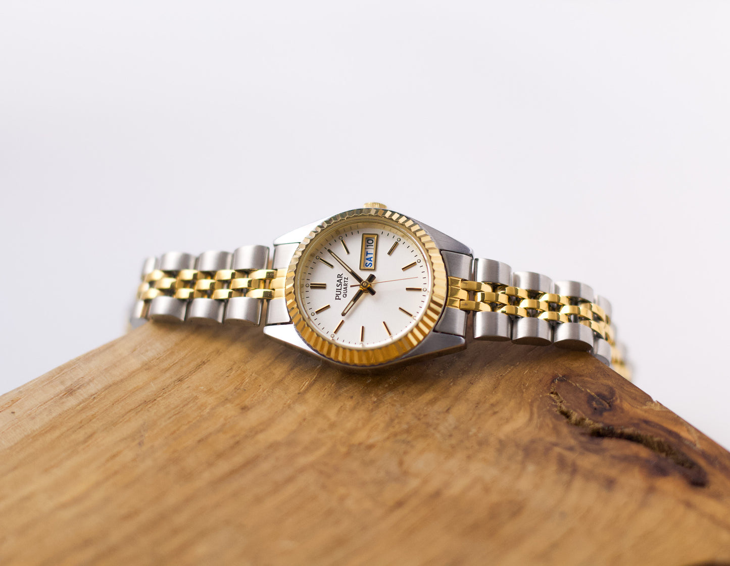 [Mint] 1996 Pulsar Quartz 'Baby Day-Date' Two Tone Lady's Wrist-Watch