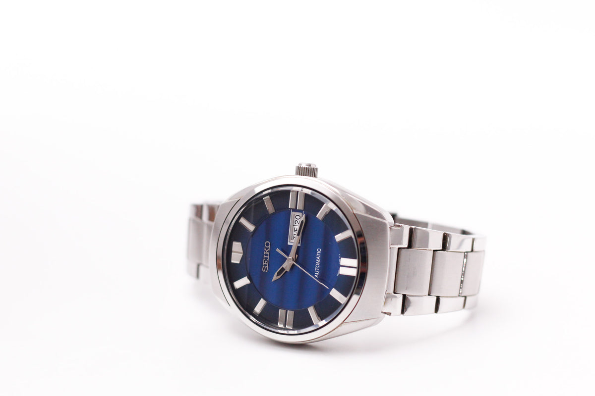 2014 Seiko Automatic Marine Blue Dial Jumbo Case Men's Wrist-Watch