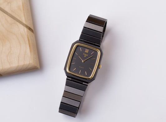 1985 Pulsar Quartz Black Linear Dial Men's Wrist-Watch