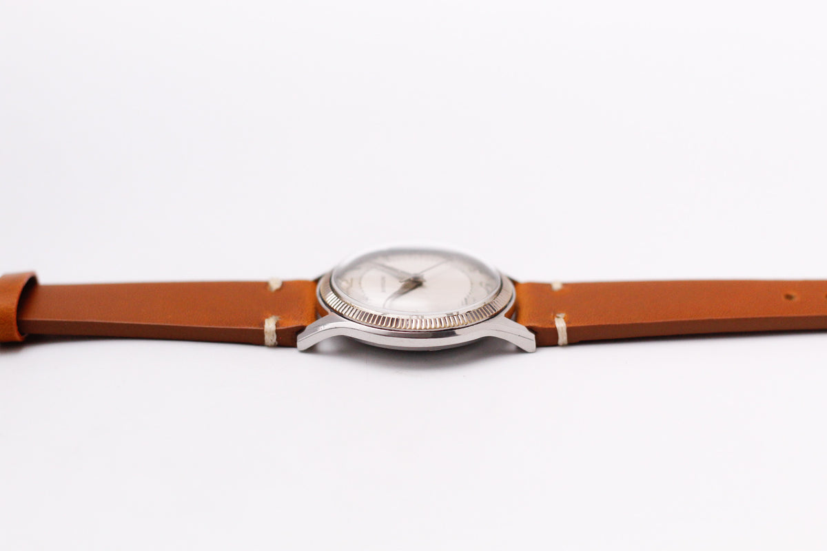[Serviced] 1960s Baylor Mechanical Fluted Silver Dial Men's Wrist-Watch