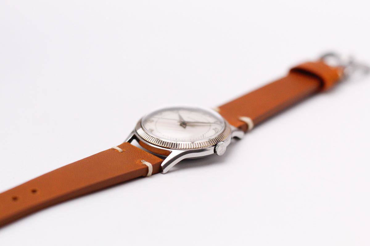 [Serviced] 1960s Baylor Mechanical Fluted Silver Dial Men's Wrist-Watch