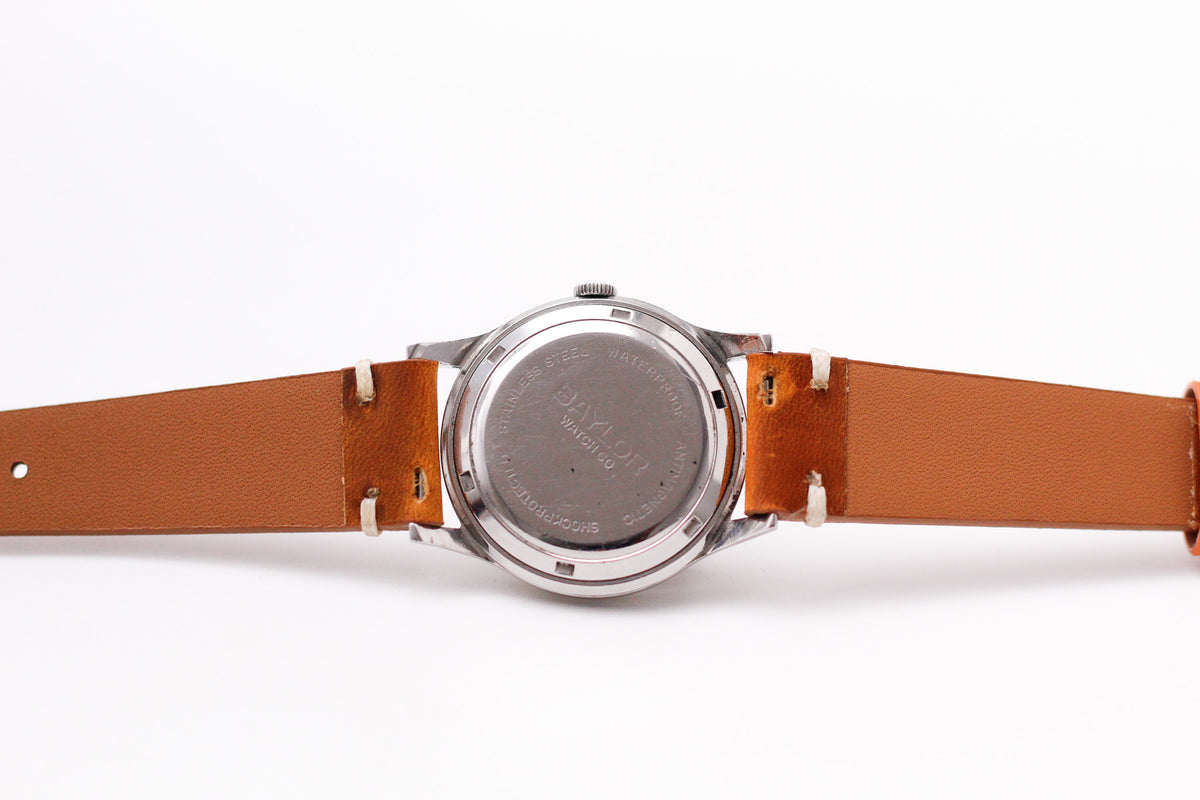 [Serviced] 1960s Baylor Mechanical Fluted Silver Dial Men's Wrist-Watch