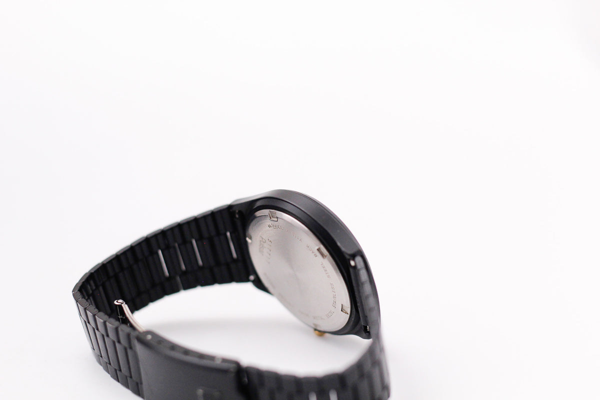 1985 Pulsar Quartz Matte Black Dial Black PVD Case Men's Wrist-Watch