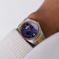 1993 Seiko Quartz Royal Blue Carved Crystal Dial Men's Wrist-Watch