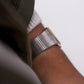 1993 Pulsar Quartz Straight Grain Gray Dial Two Tone Men's Wrist-Watch
