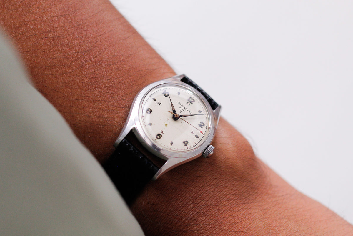 [Serviced] 1950s Wadsworth Mechanical Military Dial Men's Wirst-Watch