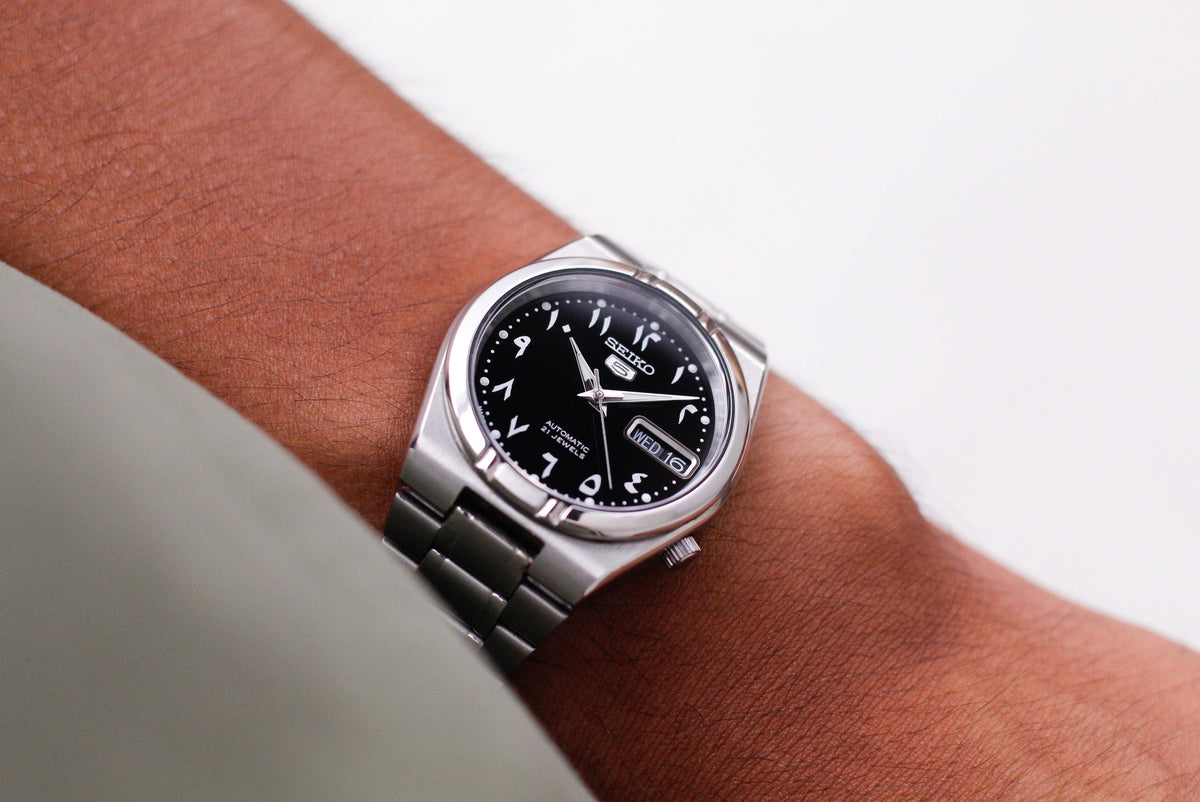 2012 Seiko Automatic Inky Black Arabic Dial Men's Wrist-Watch