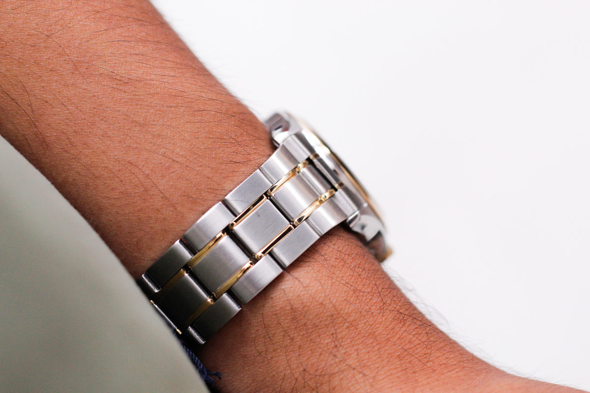 [Near Mint] 2000s Pulsar Quartz Silver Sunburst Dial Two Tone Case Men's Wrist-Watch W/Tag
