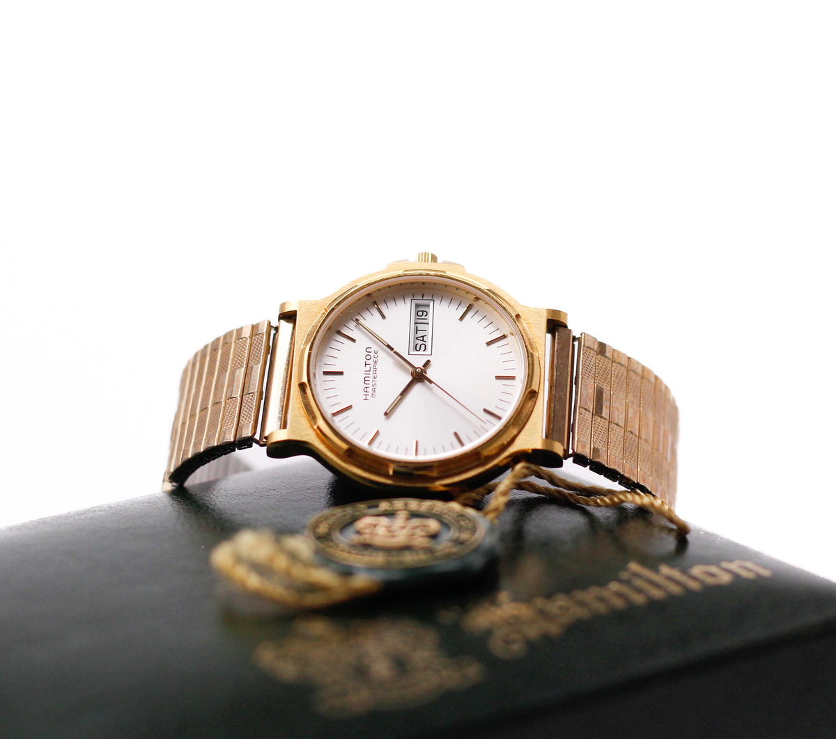 [Mint] 1990s Hamilton Masterpiece Quartz Silver Sunburst Dial Men's Wrist-Watch Full-Set