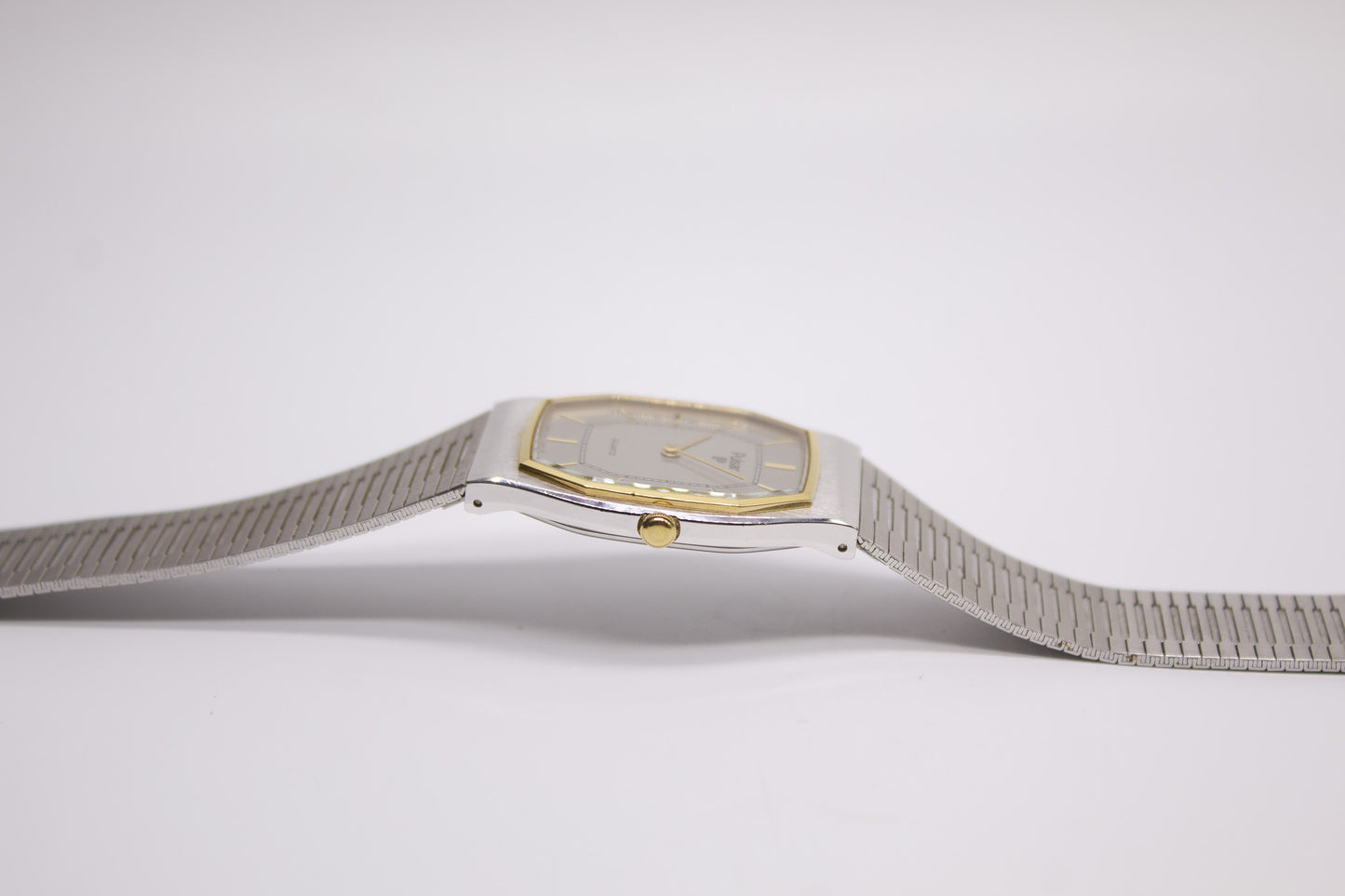 1993 Pulsar Quartz Straight Grain Gray Dial Two Tone Men's Wrist-Watch