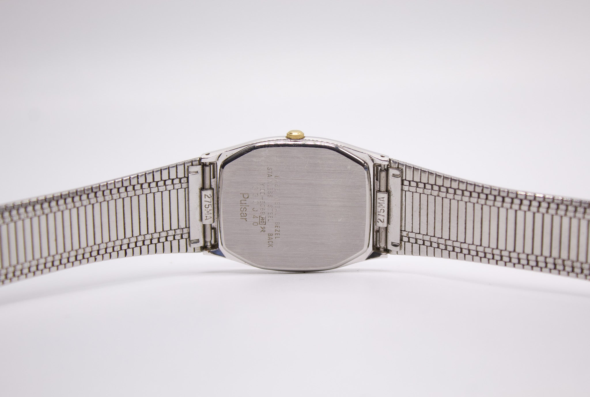 1993 Pulsar Quartz Straight Grain Gray Dial Two Tone Men's Wrist