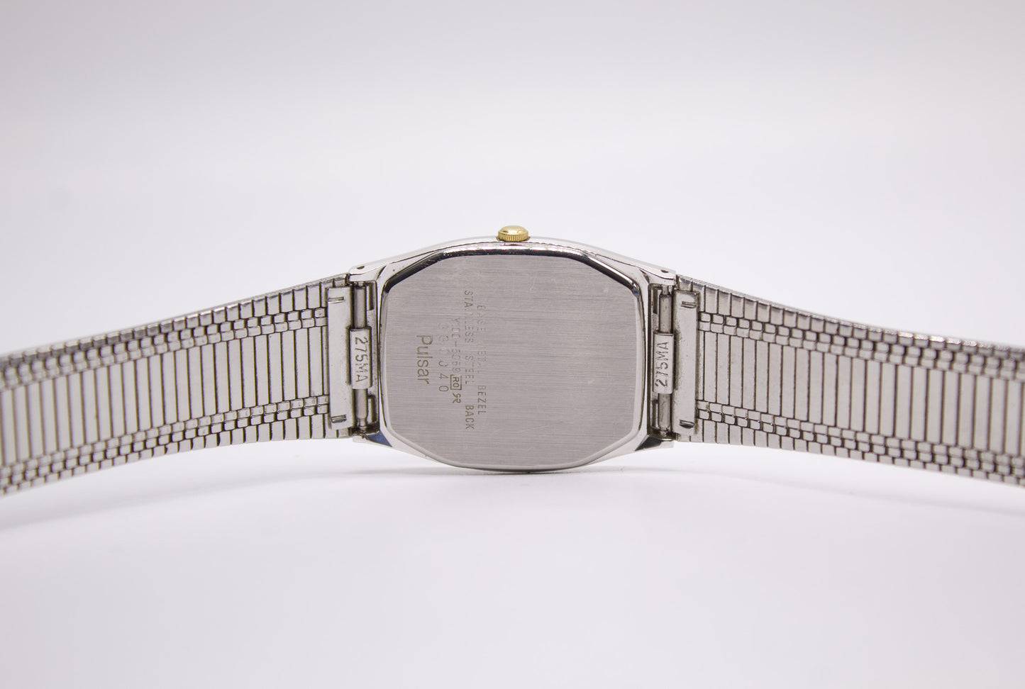 1993 Pulsar Quartz Straight Grain Gray Dial Two Tone Men's Wrist-Watch