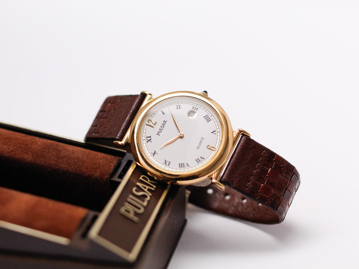 1998 Pulsar Quartz Roman Dial Men's Wrist-Watch W/Box & Papers