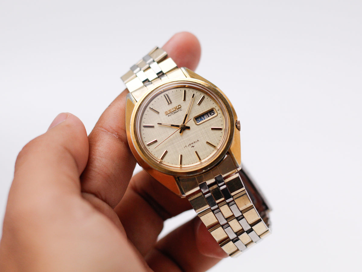 [Serviced] 1978 Seiko Automatic Golden Linen Dial Men's Wrist-Watch