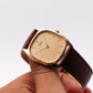 1983 Seiko Quartz Straight Grain Golden Dial Men's Wrist Watch