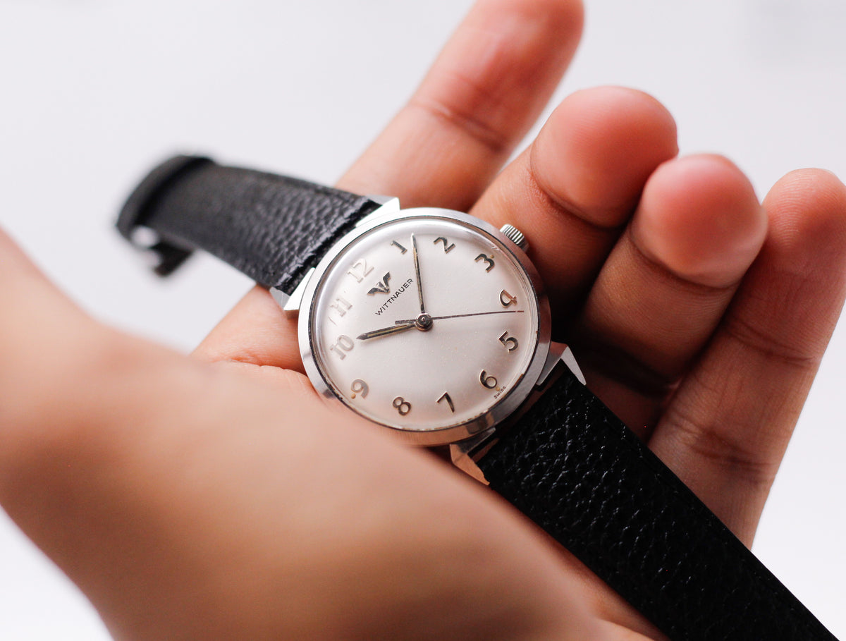 1960s Wittnauer Mechanical Silver Sunburst Dial Men's Wrist-Watch