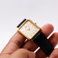 1986 Seiko Tank Straight Grain Golden Dial Men's Wrist-Watch