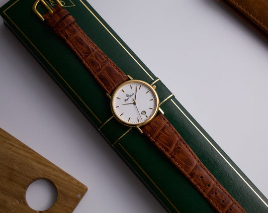 1990s Roger Rodin Men's Gold Toned Dress Watch W/Box