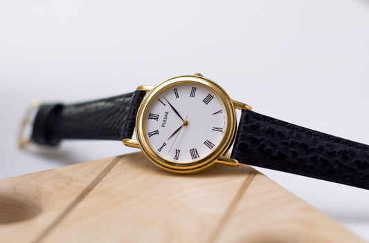 2002 Pulsar Quartz Cream White Roman Numeral Dial Men's Wrist-Watch