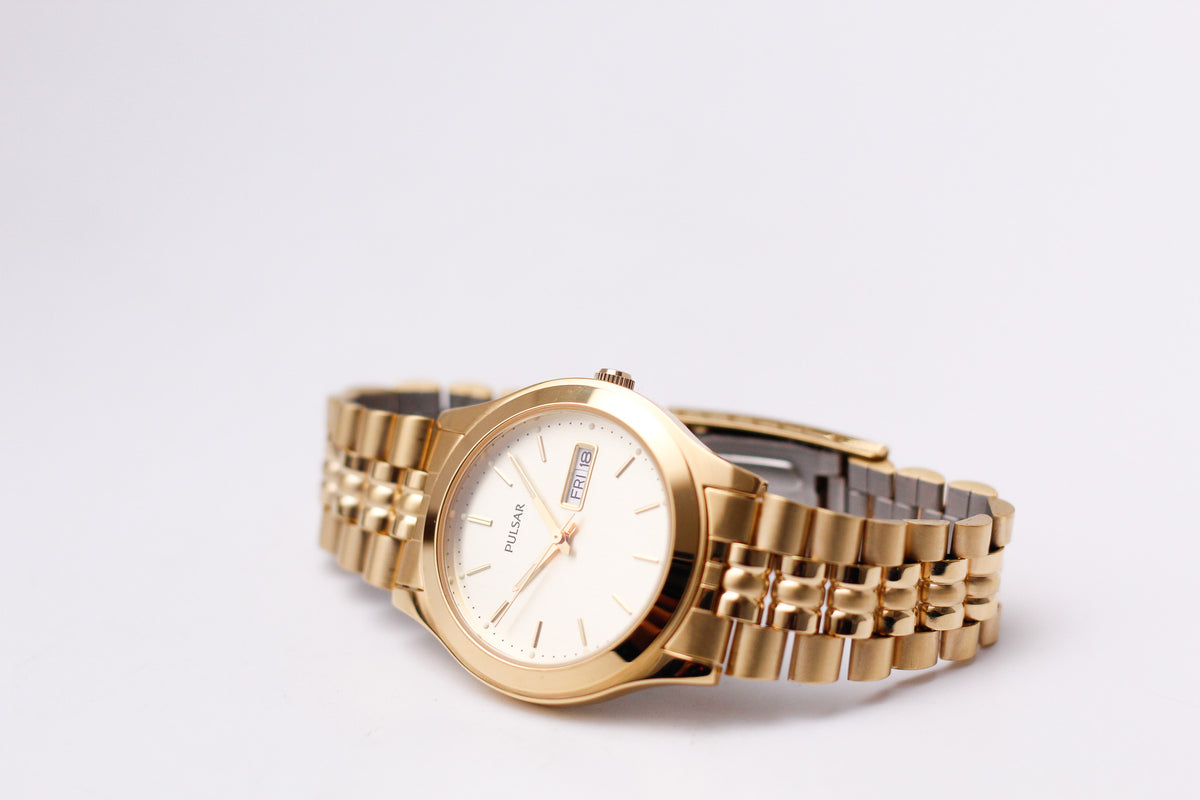 [Mint] 2000s Pulsar Quartz Straight Grain Dial Men's Wrist-Watch W/Box