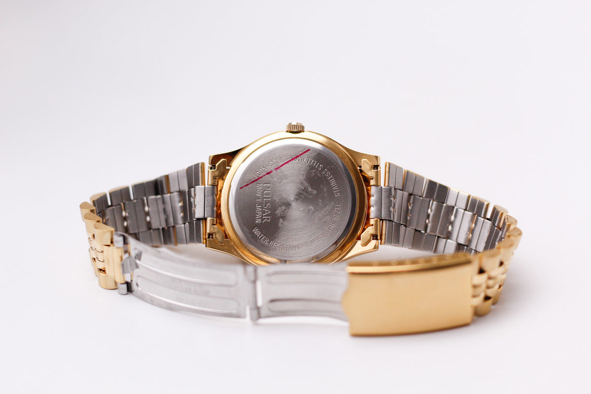 [Mint] 2000s Pulsar Quartz Straight Grain Dial Men's Wrist-Watch W/Box