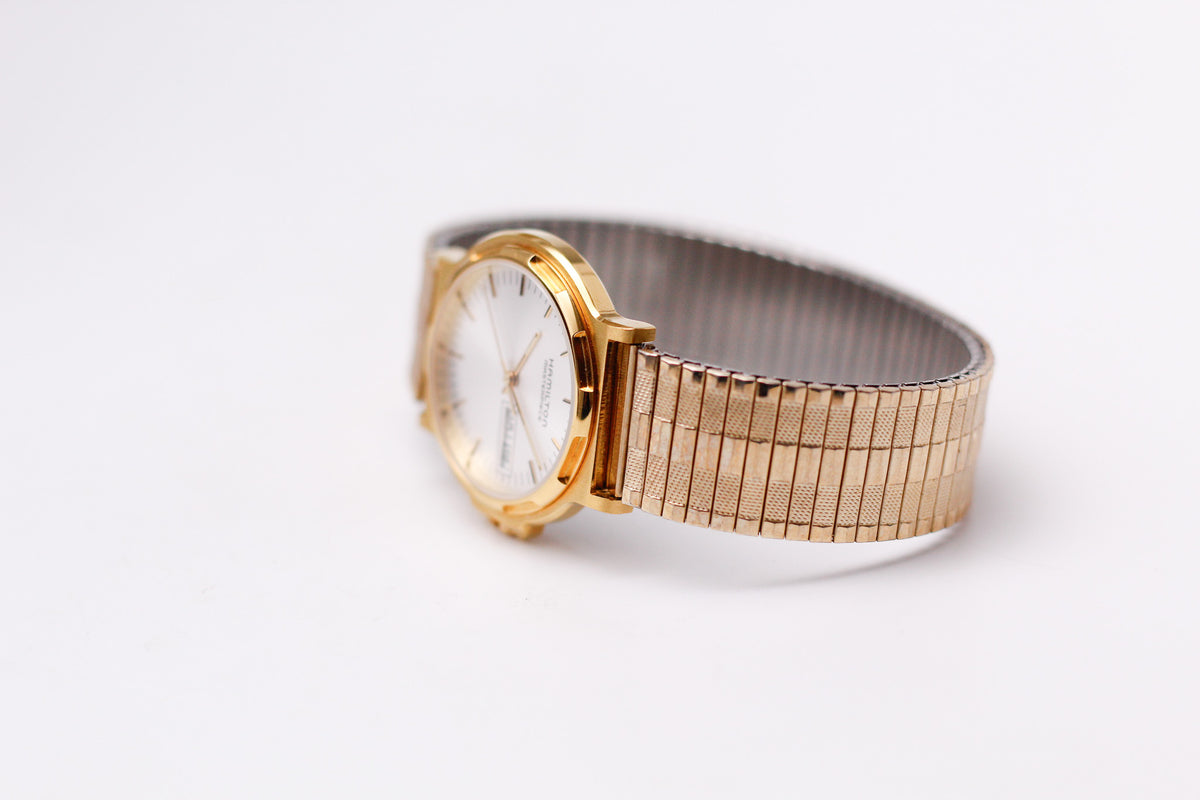 [Mint] 1990s Hamilton Masterpiece Quartz Silver Sunburst Dial Men's Wrist-Watch Full-Set