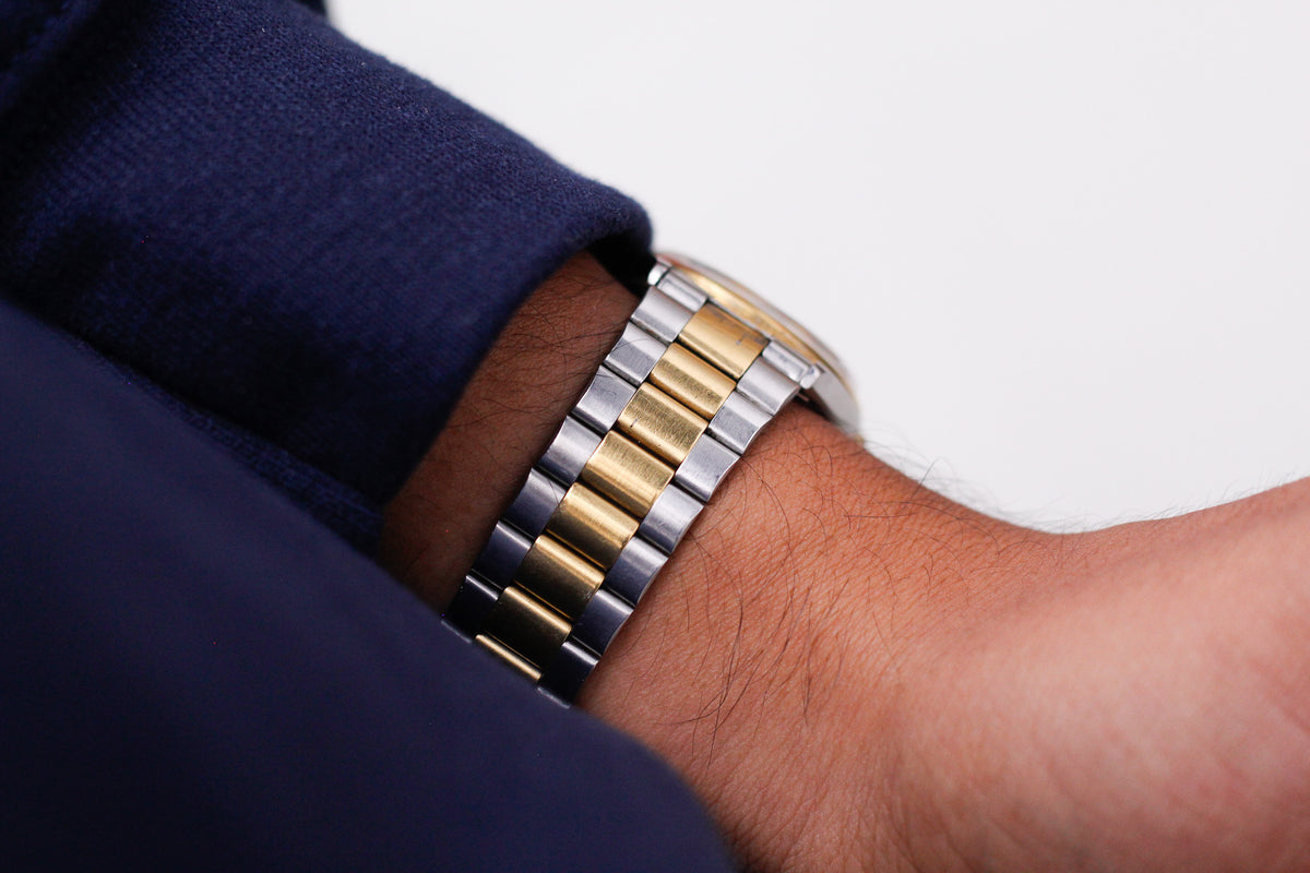 1987 Seiko 'Baby Date-Just' Silver Sunburst Men's Two Tone Wrist-Watch