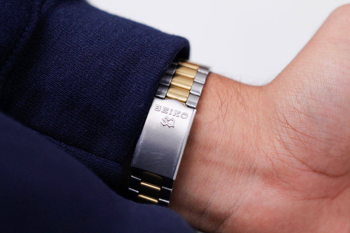 1987 Seiko 'Baby Date-Just' Silver Sunburst Men's Two Tone Wrist-Watch