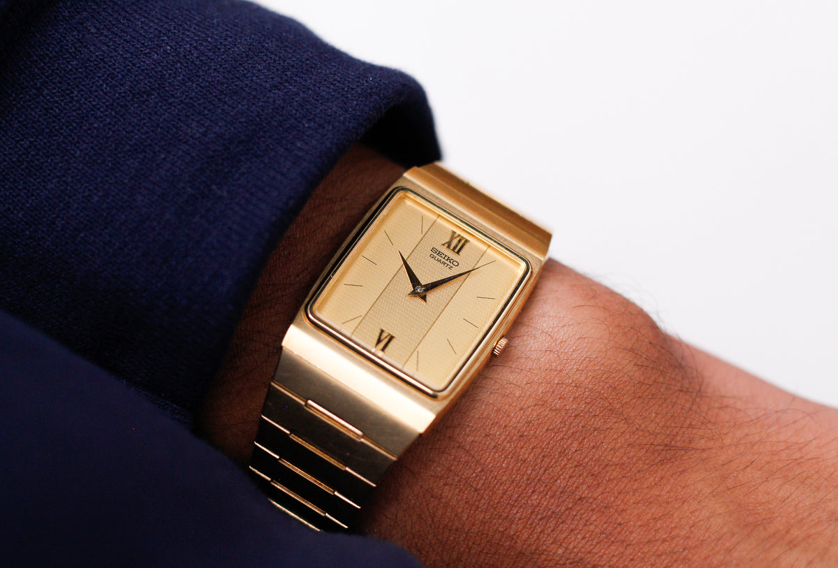 1983 Seiko Quartz Tank Roman Dial Men's Wrist Watch