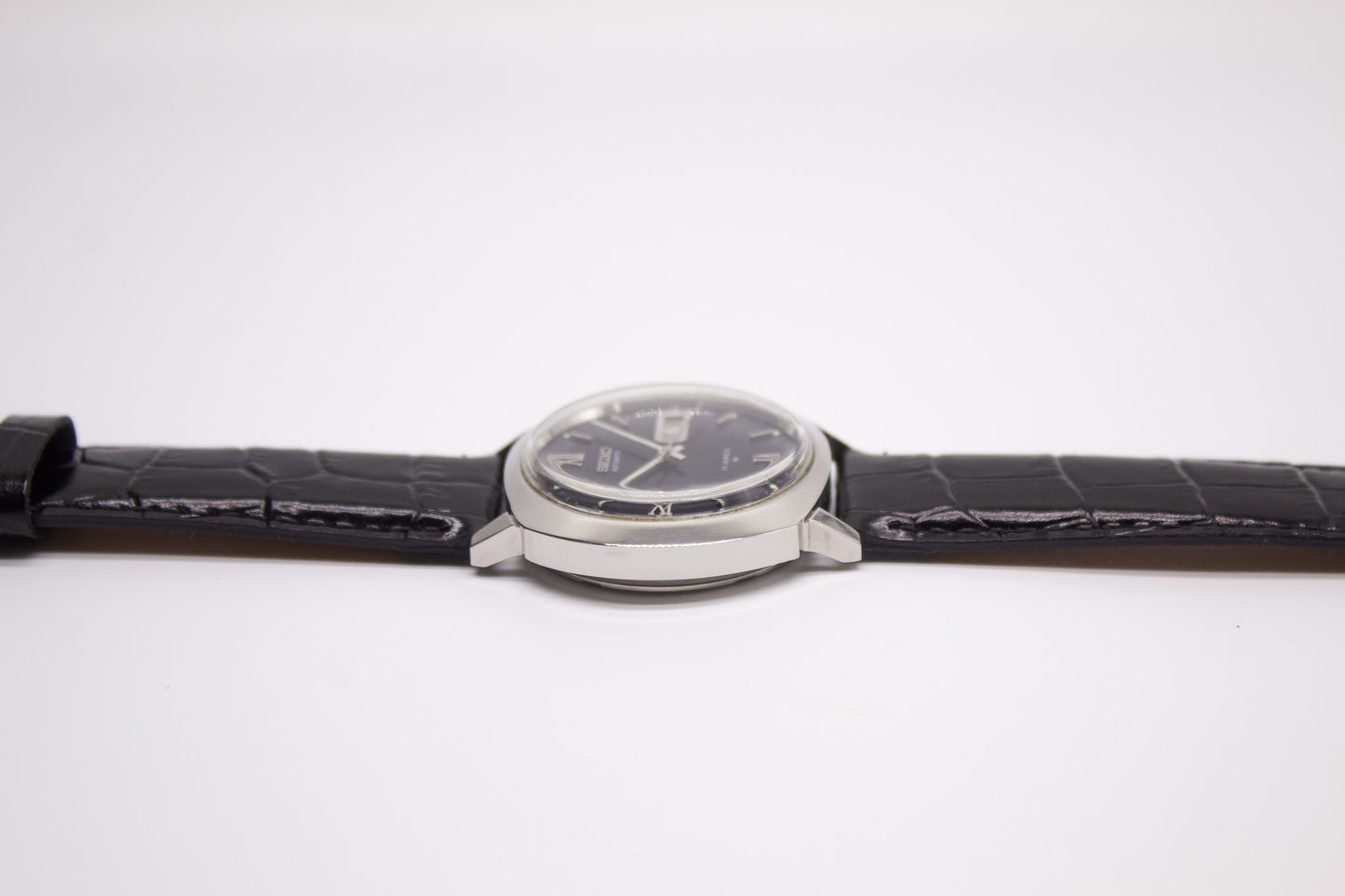 [Serviced] 1986 Seiko Automatic Deep Blue Textured Dial Men's Wrist-Watch