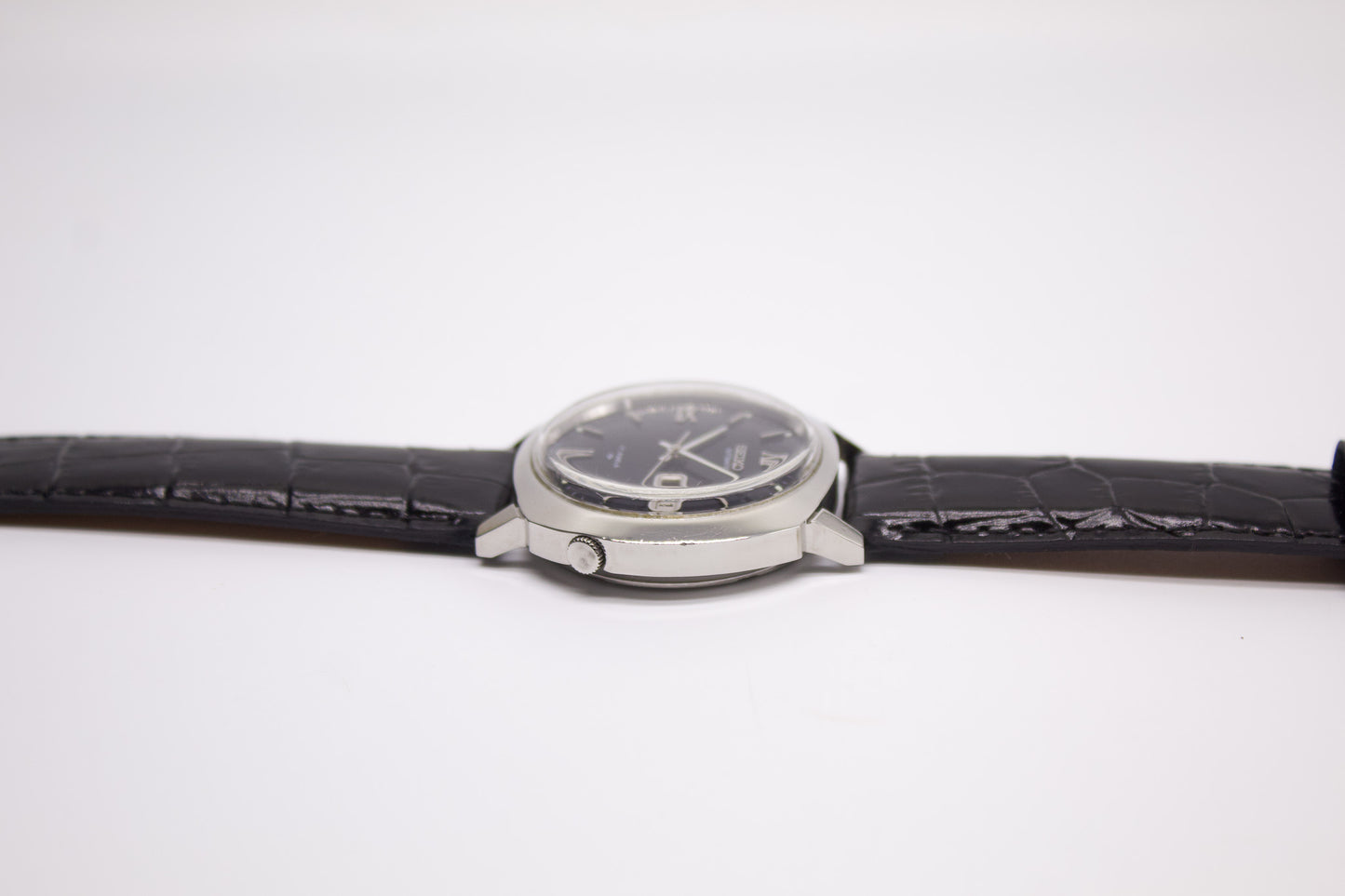 [Serviced] 1986 Seiko Automatic Deep Blue Textured Dial Men's Wrist-Watch