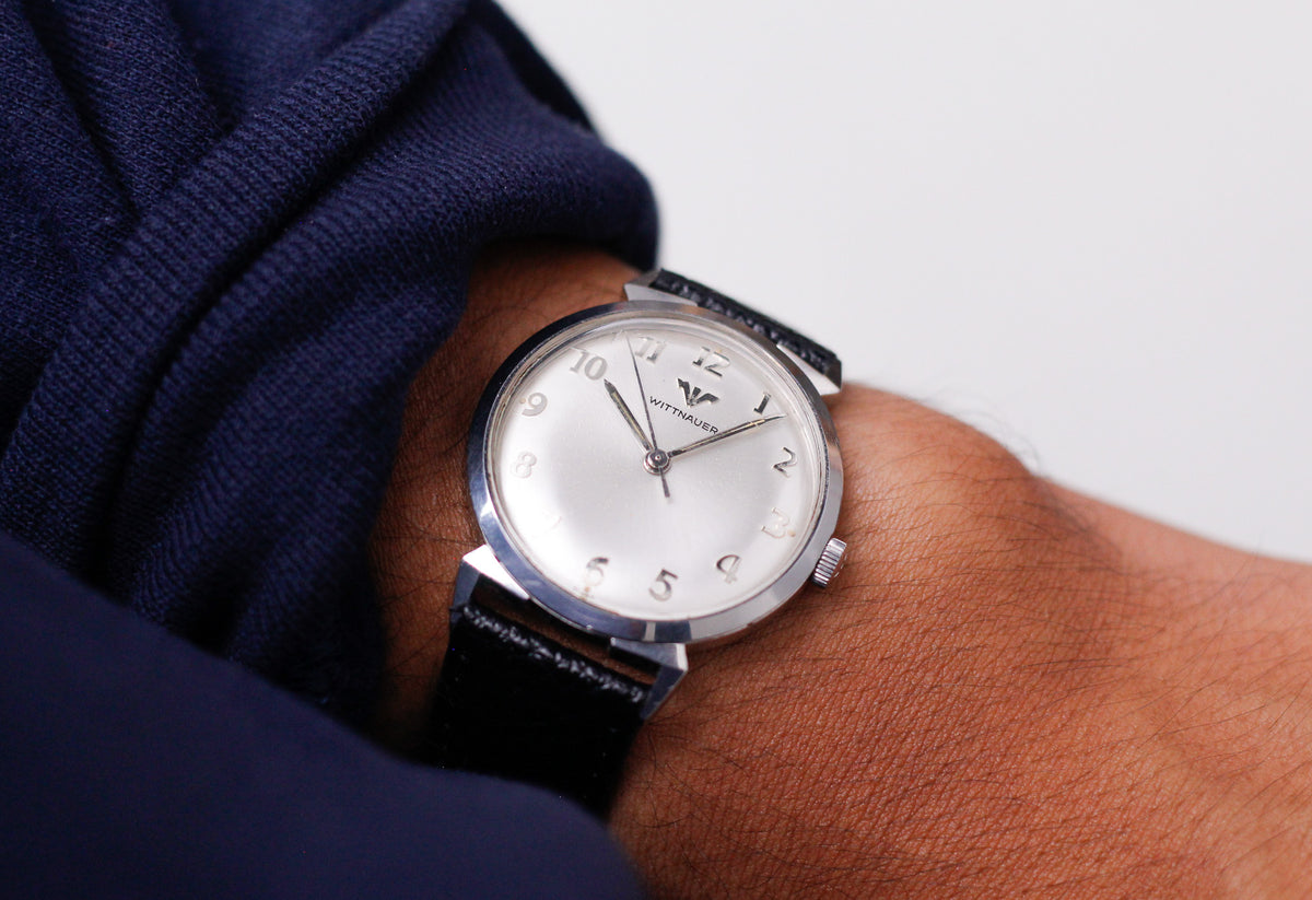 1960s Wittnauer Mechanical Silver Sunburst Dial Men's Wrist-Watch