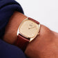 1983 Seiko Quartz Straight Grain Golden Dial Men's Wrist Watch