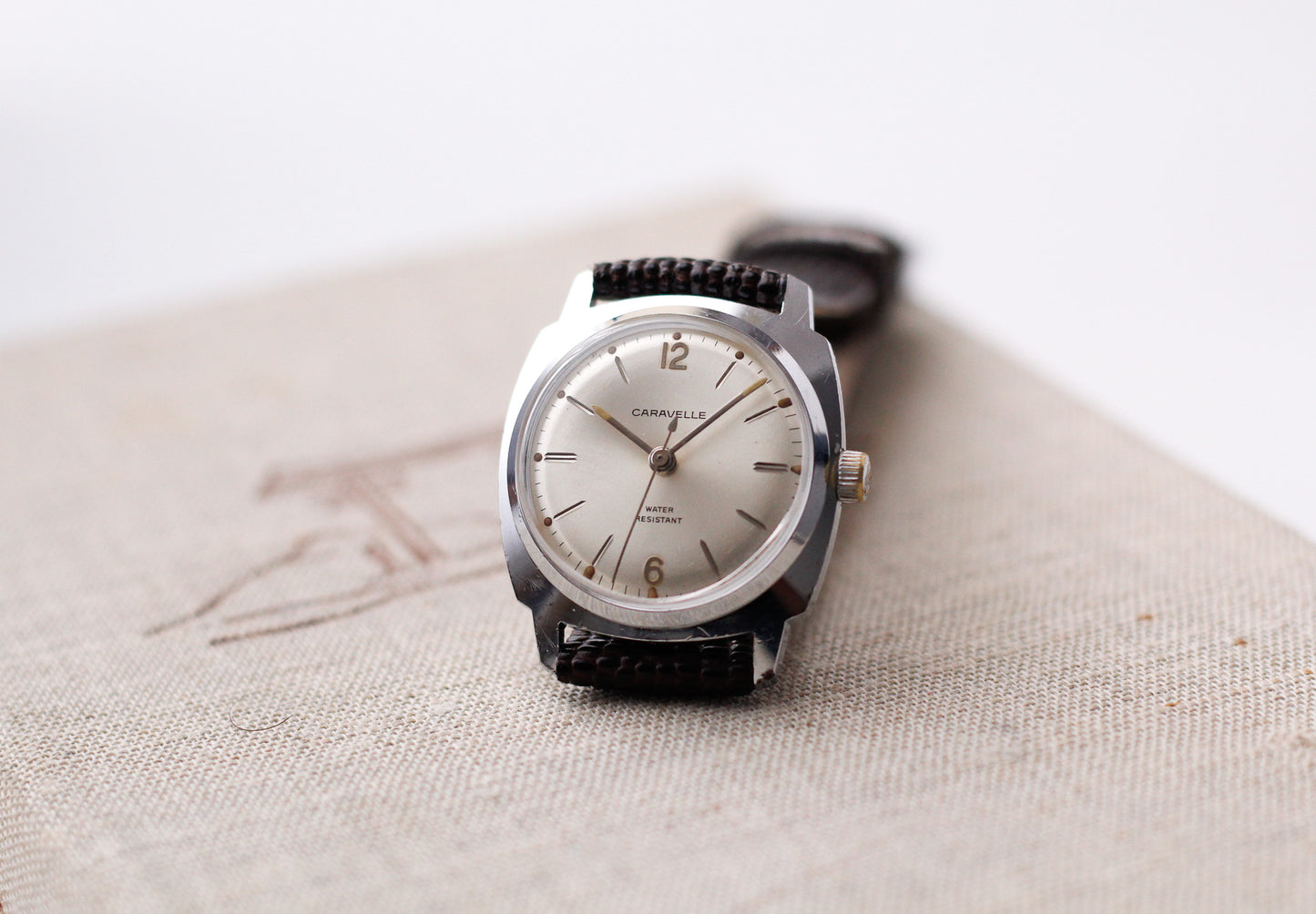 [Serviced] 1969 Caravelle Mechanical Silver Sunburst Dial Men's Wrist-Watch