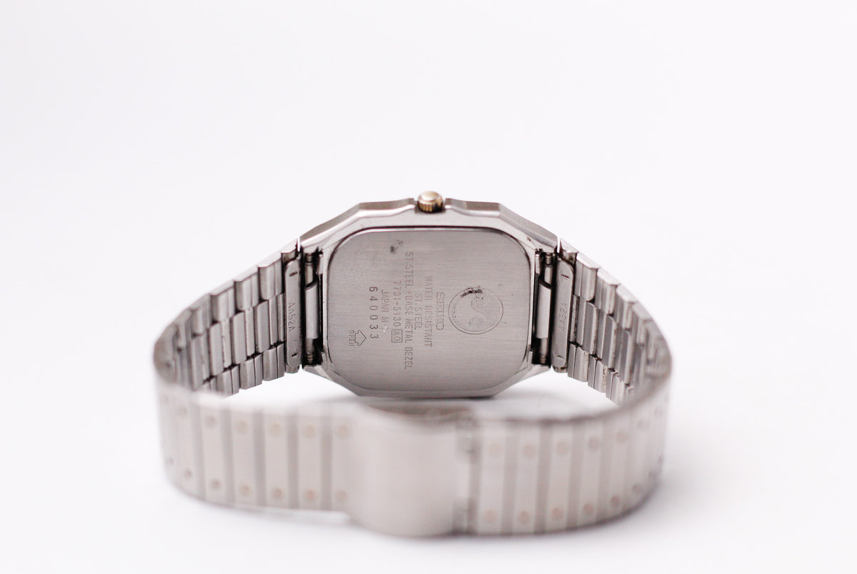 1986 Seiko Chronos 'Baby Santos' Textured White Dial Men's Wrist-Watch
